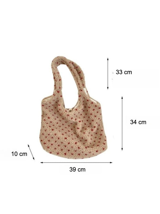 Cosbai – Plush Heart Tote Shoulder Bag
