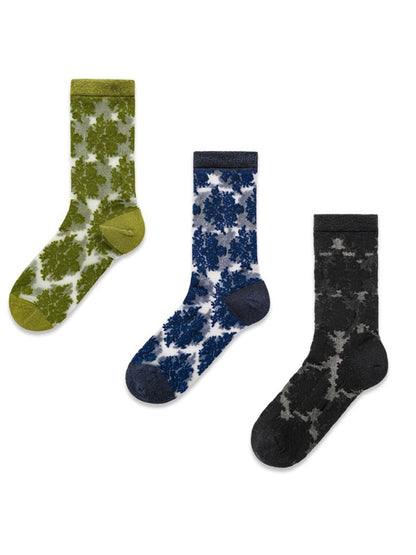 Rufia - Flocked Floral Crew Socks
