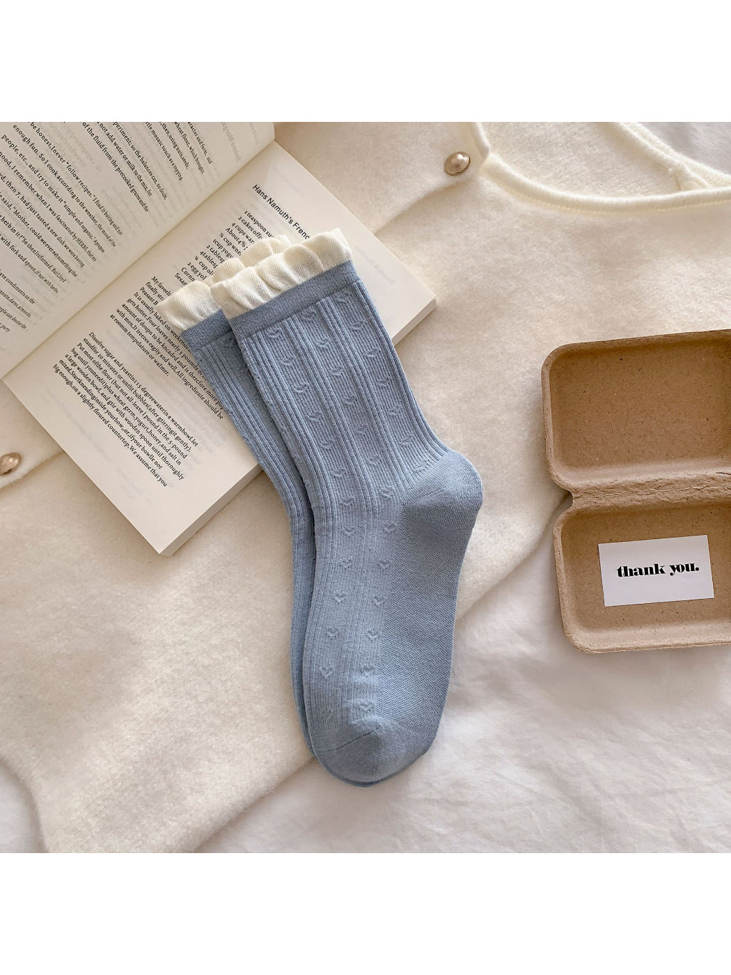Rufia - Textured Ruffle Cuff Crew Socks product image 6