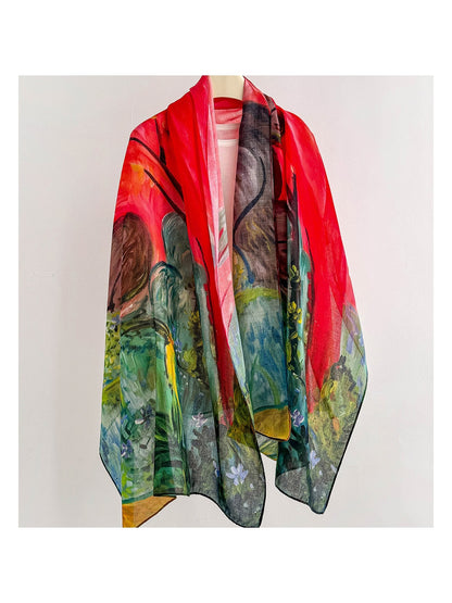 Scarvii - Vibrant Oil-Painting Style Abstract Scarf