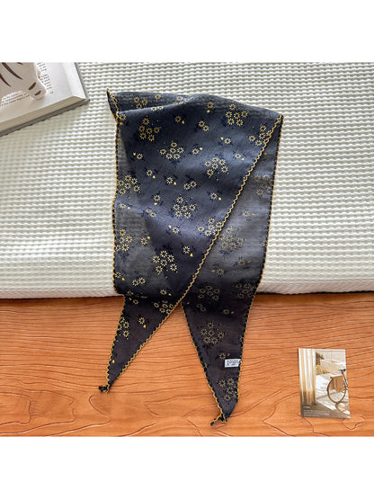 Scarvii - Daisy Print Gold Edge Scarf