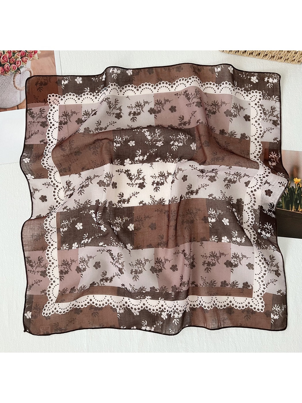 Scarvii - Patterned Patchwork Style Square Scarf
