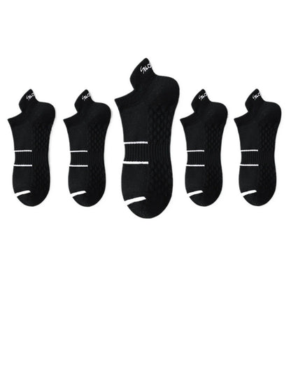 Top view of Rufia stripe detail athletic low socks on white background