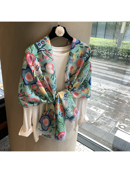 Scarvii - Botanical Illustrated Pattern Shawl Scarf