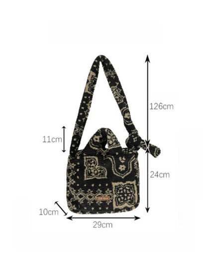 Cosbai – Vintage Polka Dot & Furry Crossbody Bag