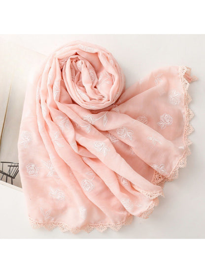 Scarvii – Soft Rose Pattern Light Layer Scarf