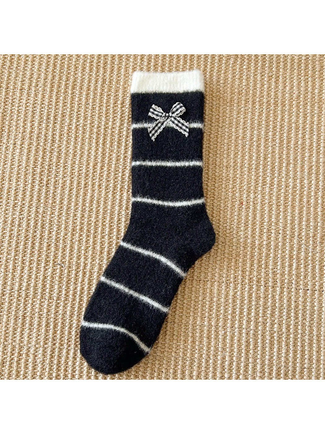 Rufia - Striped Bow Detail Cozy Crew Socks product image 5