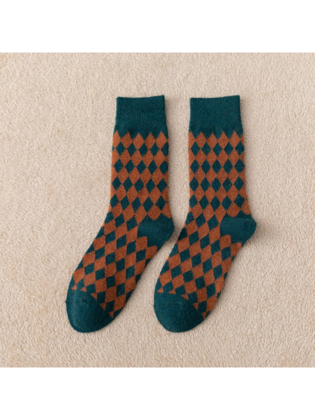 Rufia - Retro Argyle Warm Crew Socks