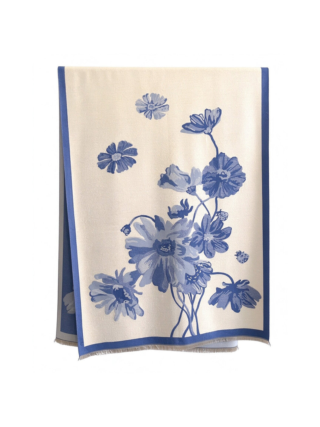 Scarvii - Oversized Floral Contrast Border Long Scarf
