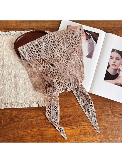 Scarvii - Floral Cutwork Triangle Fashion Neck Scarf