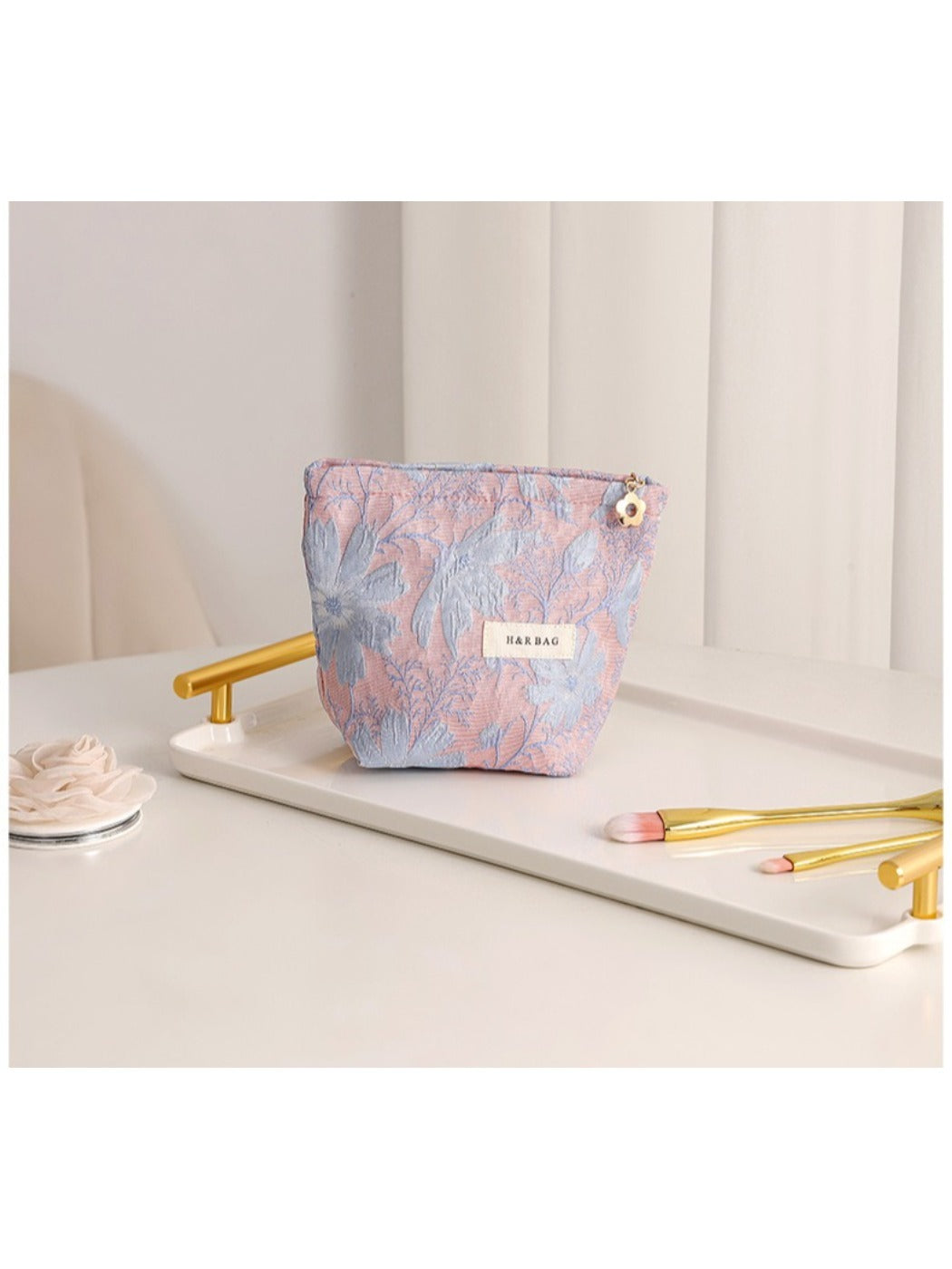 Cosbai -  Elegant Cosmetic Bag with Floral Patterns