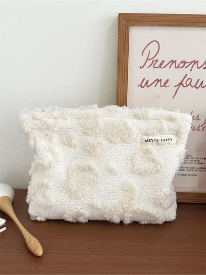 Cosbai - Plush Heart Pattern Pouch