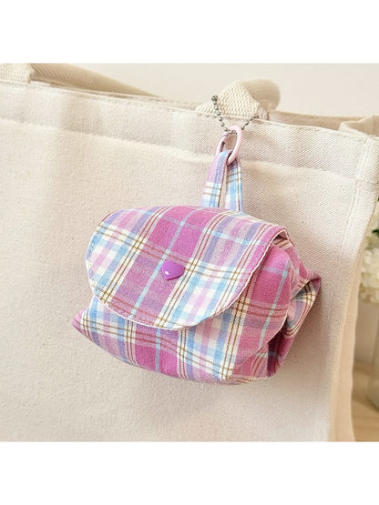 Cosbai - Cute Plaid Printed Coin Pouch