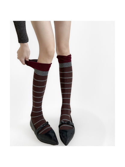Rufia - Color Block Striped Mid-Calf Socks