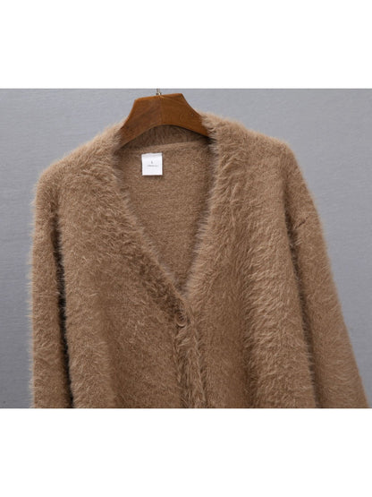 Crosa - Women's V-Neck Knit Cardigan Sweater Open Front Coat