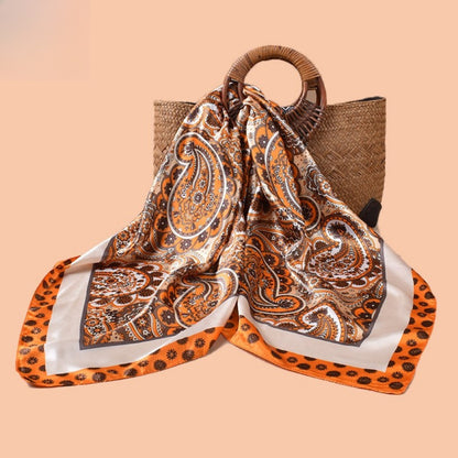 Scarvii - Vintage Paisley Orange Blue Square Scarf