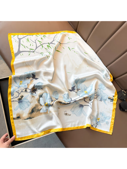 Scarvii Magnolia Floral Square Scarf