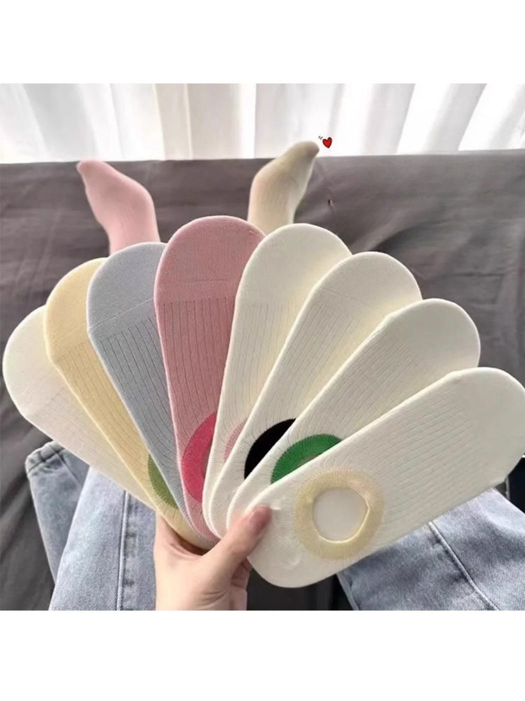 Multiple colors of Rufia low cut everyday socks arranged side by side