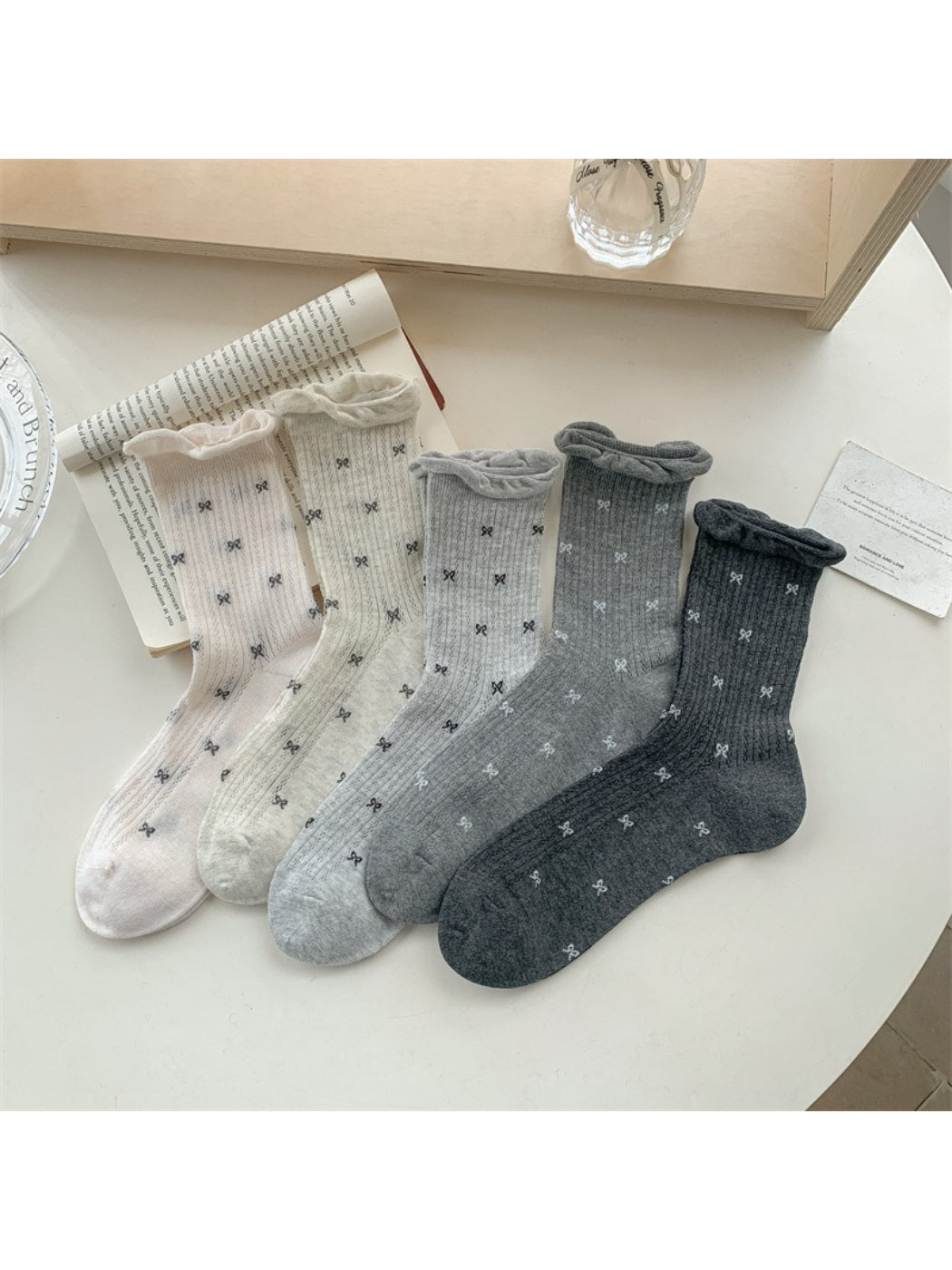 Close-up of Rufia sock toe and sole area with vintage floral embroidery