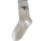 Rufia - White Mid-calf Socks with Various Patterns – 7 Options