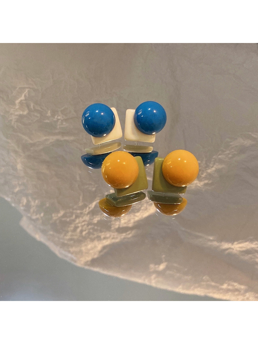 Earwish - Retro Colorblock Geometric Stud Earrings