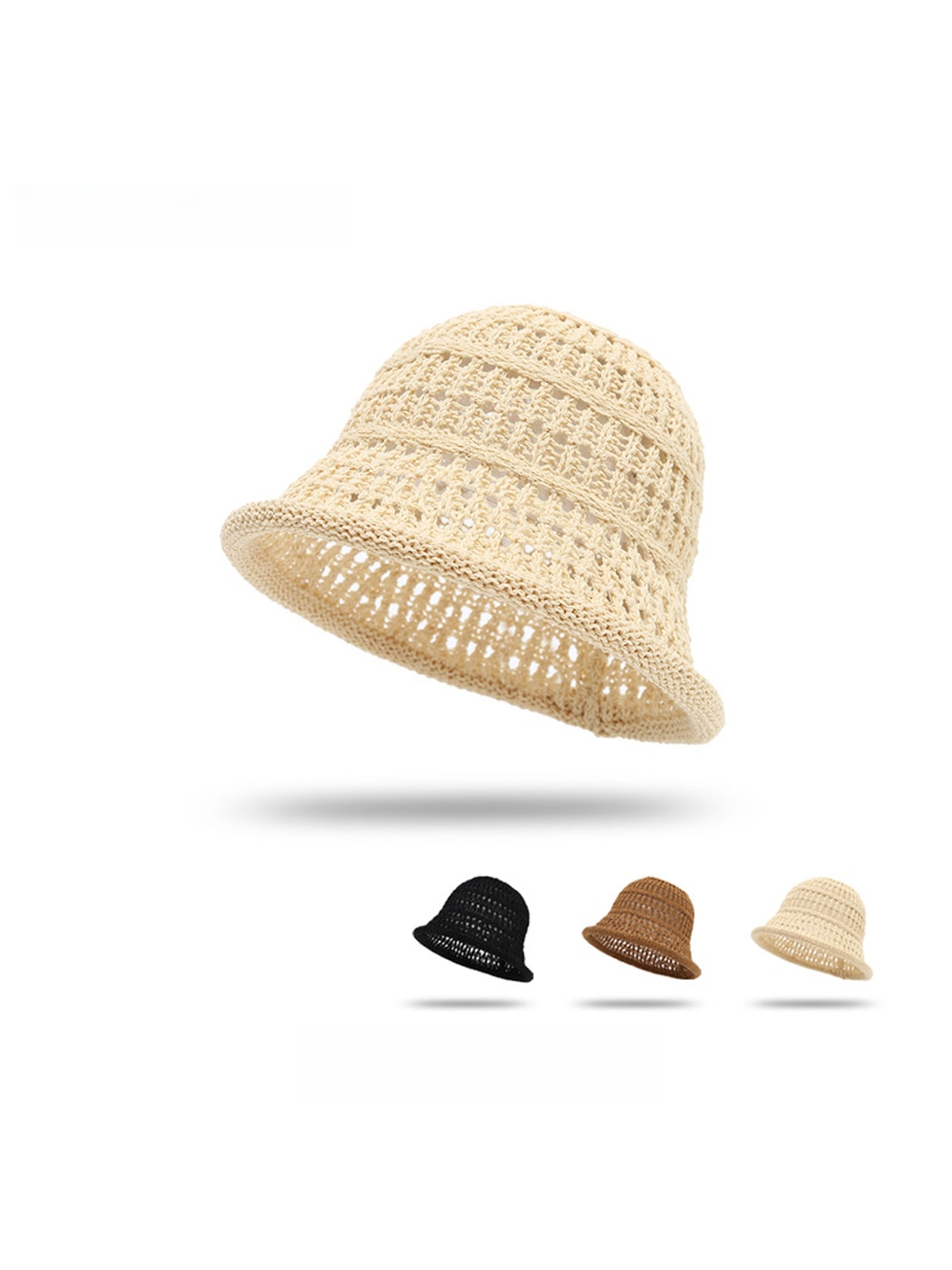 Haila - Solid Color Round Crown Bucket Hat