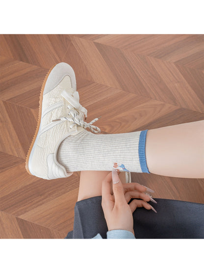 Rufia – Color-Block Cat & Fish Embroidery Socks