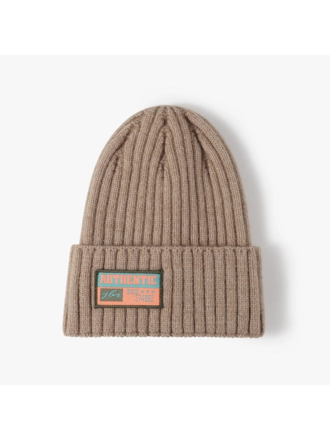 Haila - Letter Patch Ribbed Cuffed Beanie