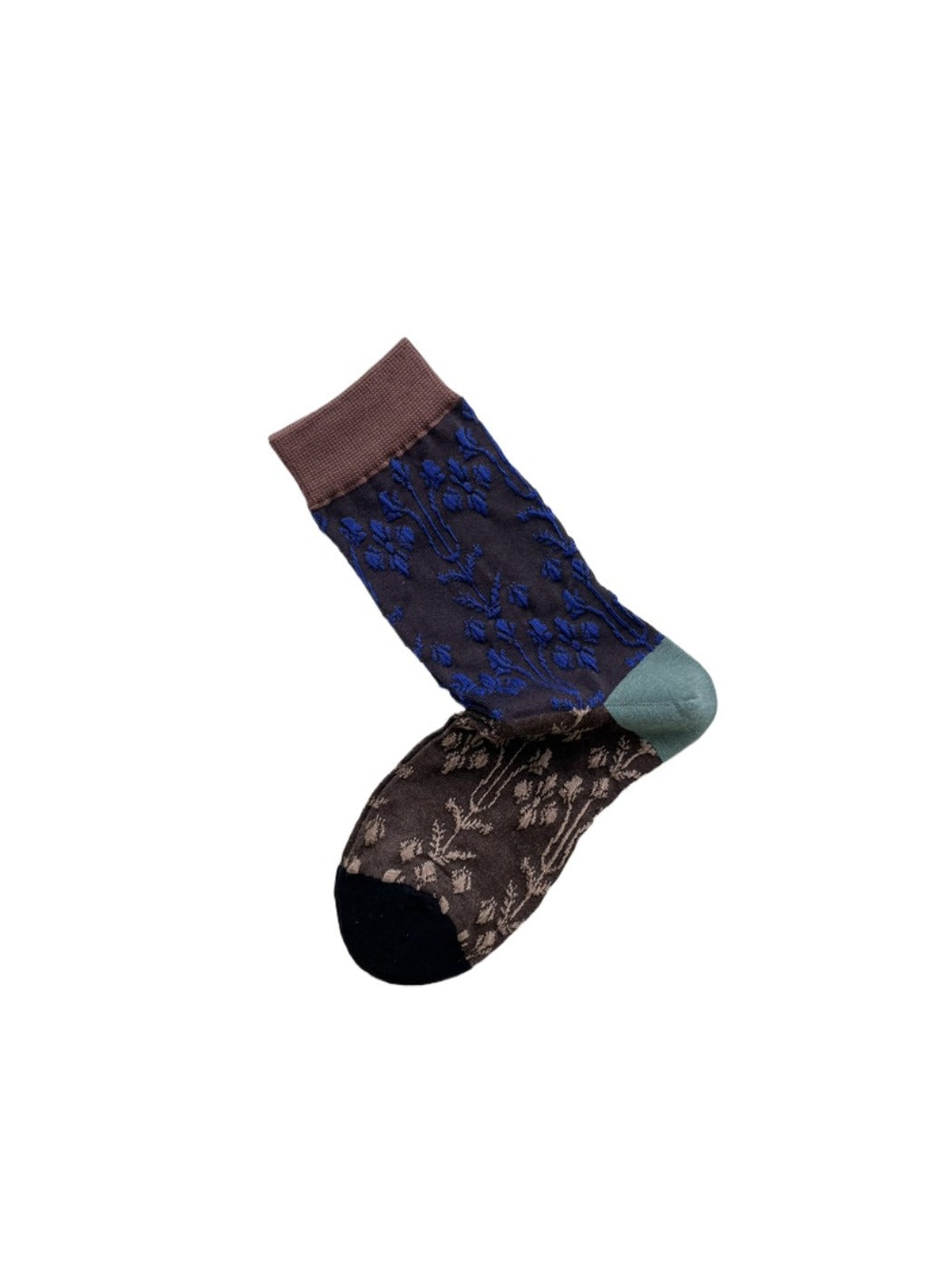 Rufia – Embossed Floral Geometric Mid-Calf Socks