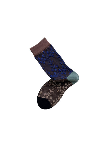 Rufia – Embossed Floral Geometric Mid-Calf Socks