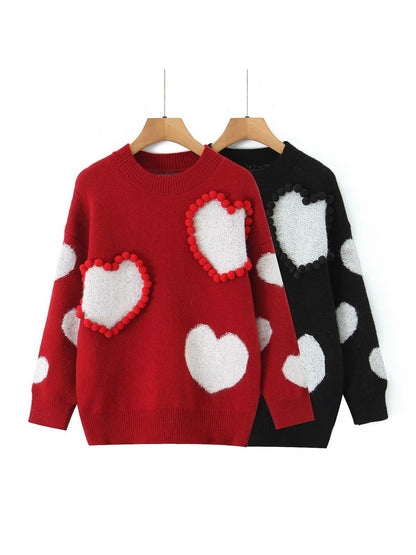 Crosa Women S Fall 3D Heart Knit Sweater with heart motif and knit texture