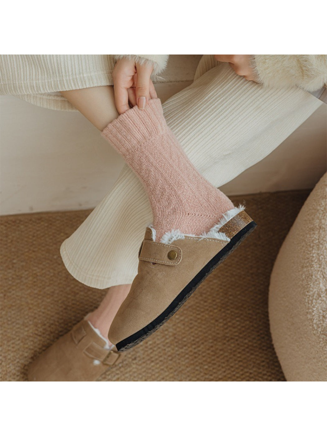 Rufia - Cozy Textured Knit Crew Socks