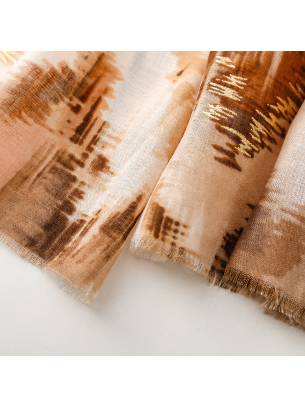 Scarvii - Gold Foil Scarf with Lake & Mountain Pattern