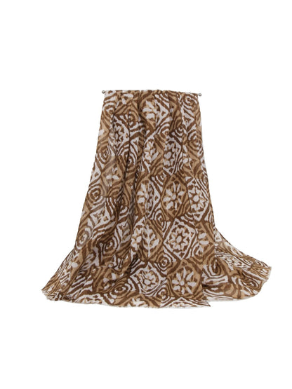 Scarvii - Diamond Scroll Floral Print Scarf