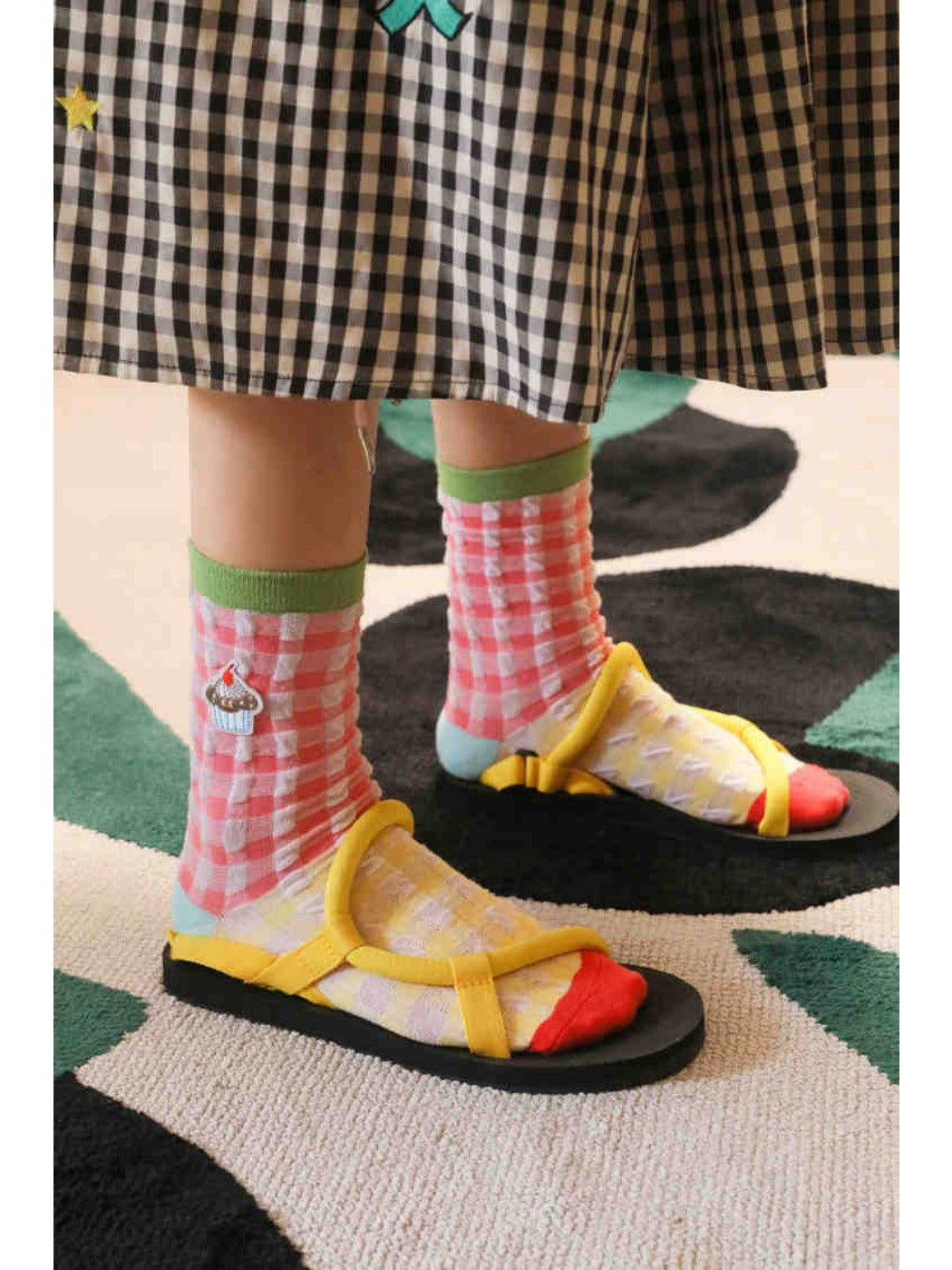 Rufia - Bow & Patchwork Lace Trim Ankle Socks