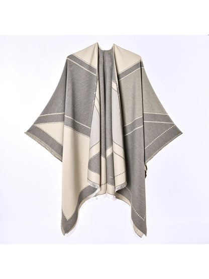 Scarvii - Oversized Color Block Knit Wrap