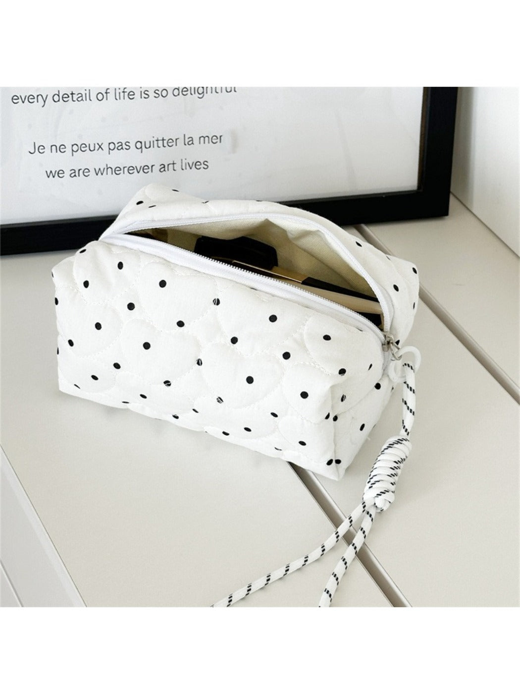 Cosbai Quilted Dot Cosmetic Bag displayed standing upright on a flat surface