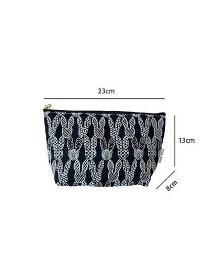 Cosbai - Woven Bunny Pattern Zip Pouch