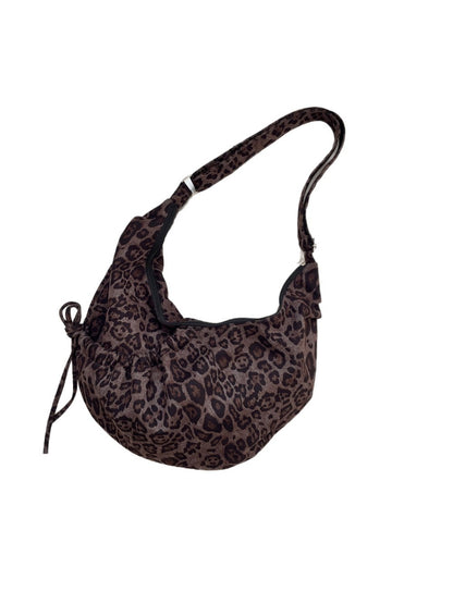 Cosbai - Leopard Print Hobo Zipper Shoulder Bag