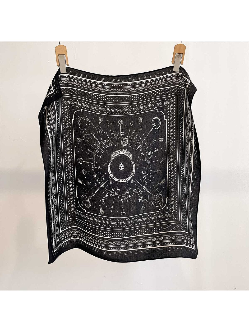 Scarvii - Muted Key Pattern Border Square Scarf