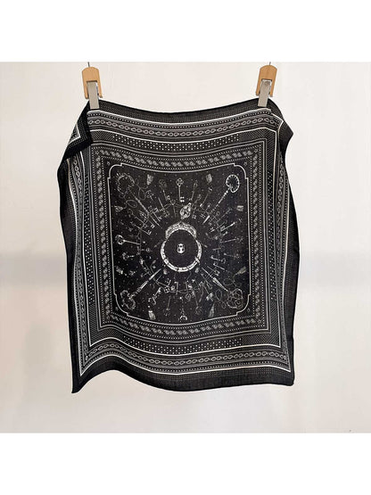 Scarvii - Muted Key Pattern Border Square Scarf
