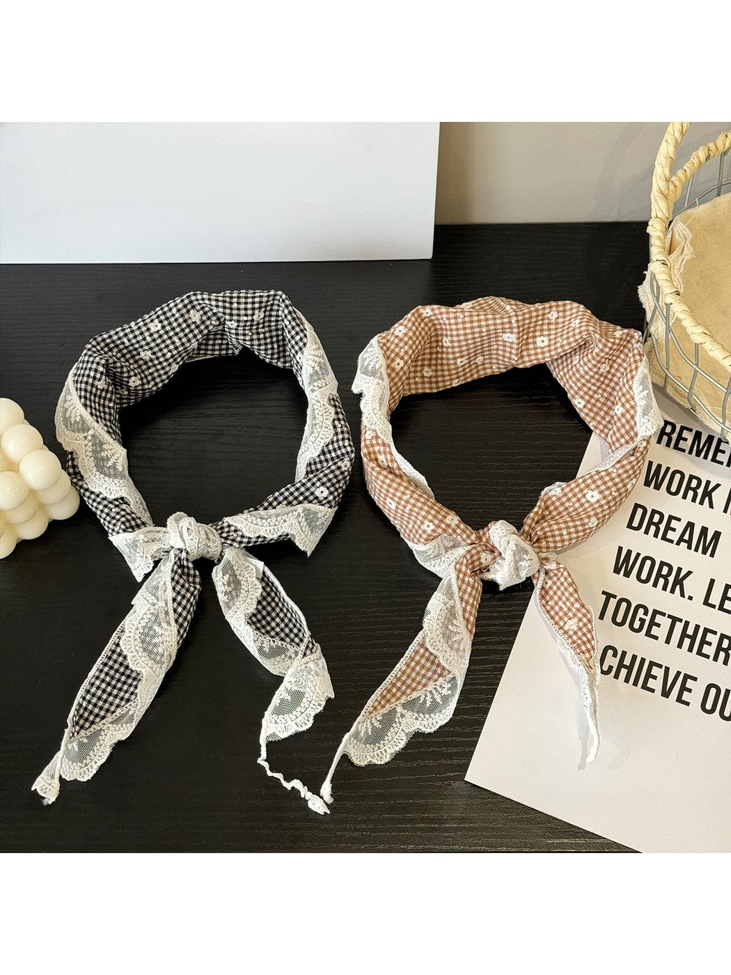 Scarvii - Floral Lace Trim Triangle Bandana