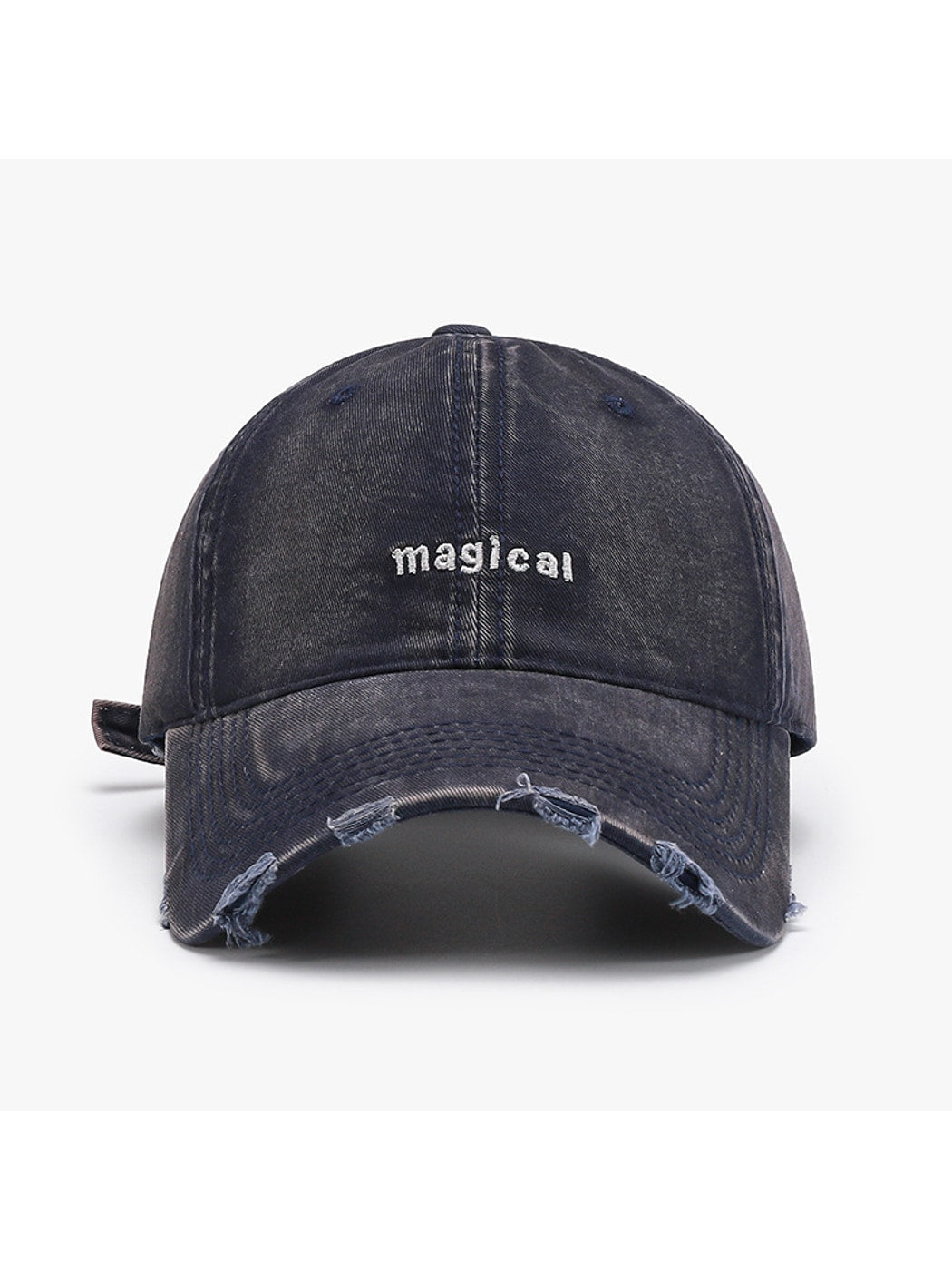 Haila - Embroidered Distressed Curved Brim Baseball Cap