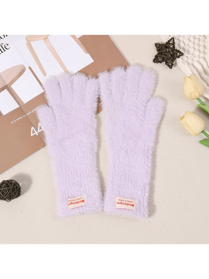 Gloving - Solid Color Plush Fuzzy Touchscreen Gloves