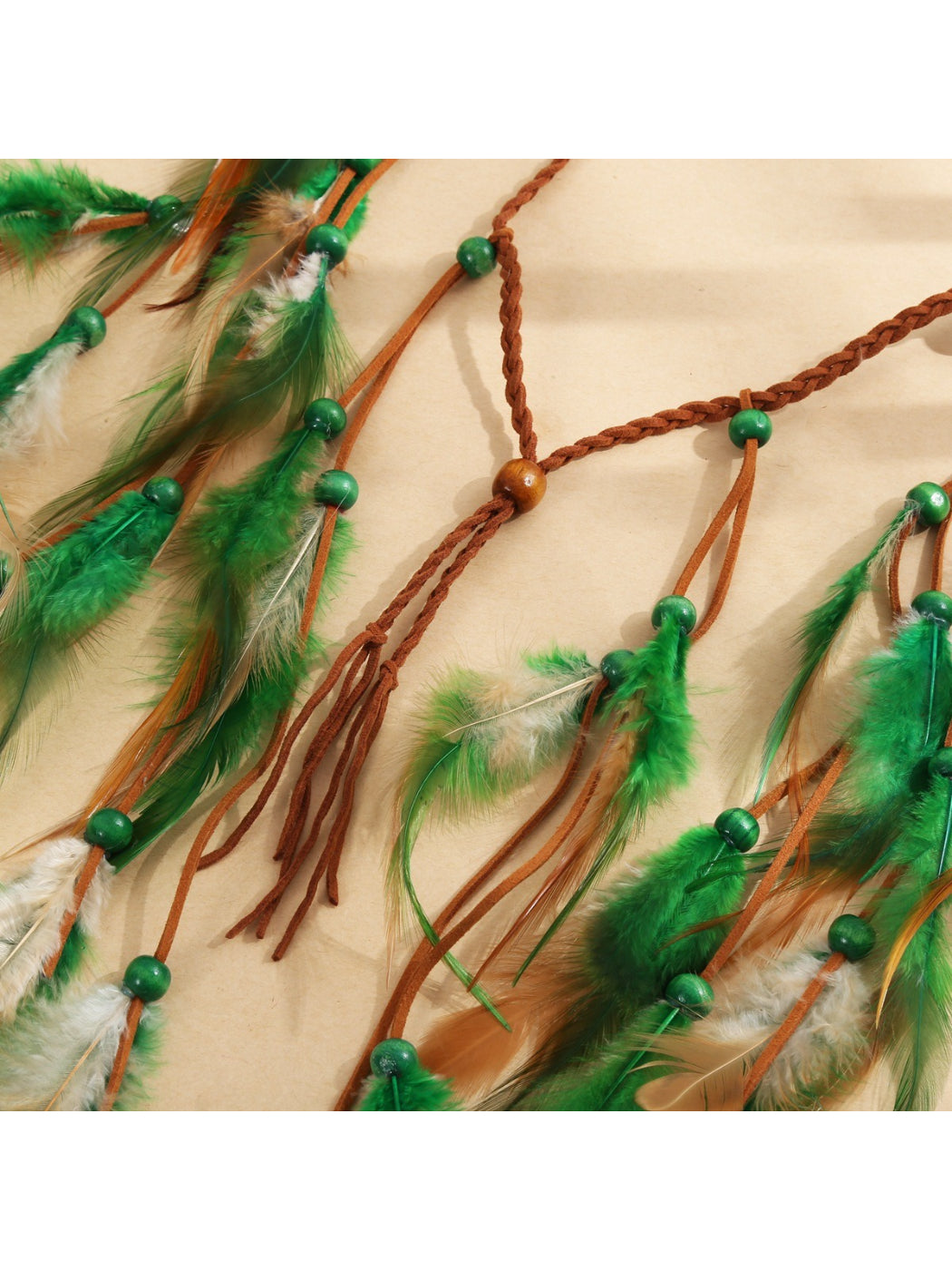 Hairish - Boho Feather Tassel Hair Headpiece with Beads