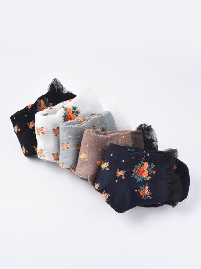 Rufia - Floral Lace Ankle Socks – 5 Colors