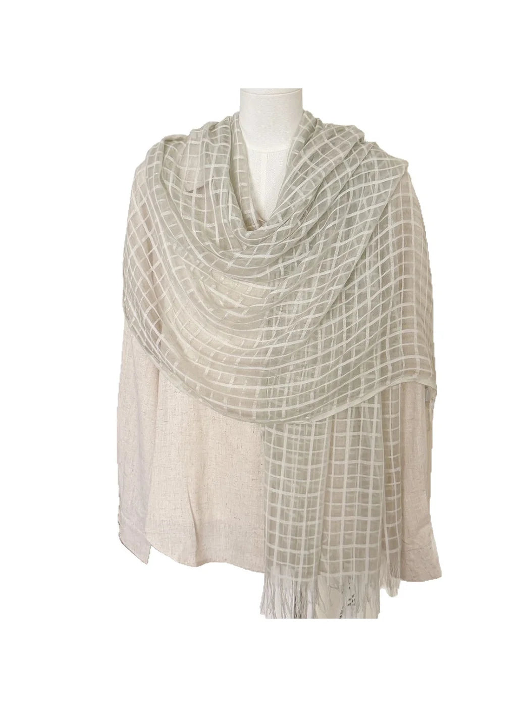 Scarvii - Sheer Open-Weave Fringed Scarf