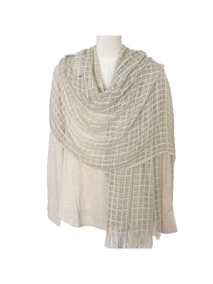 Scarvii - Sheer Open-Weave Fringed Scarf