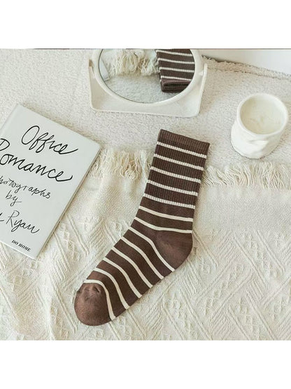Rufia - Modern Style Striped Casual Crew Socks