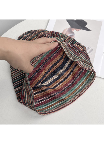 Haila - Multicolor Striped Open-Knit Beanie